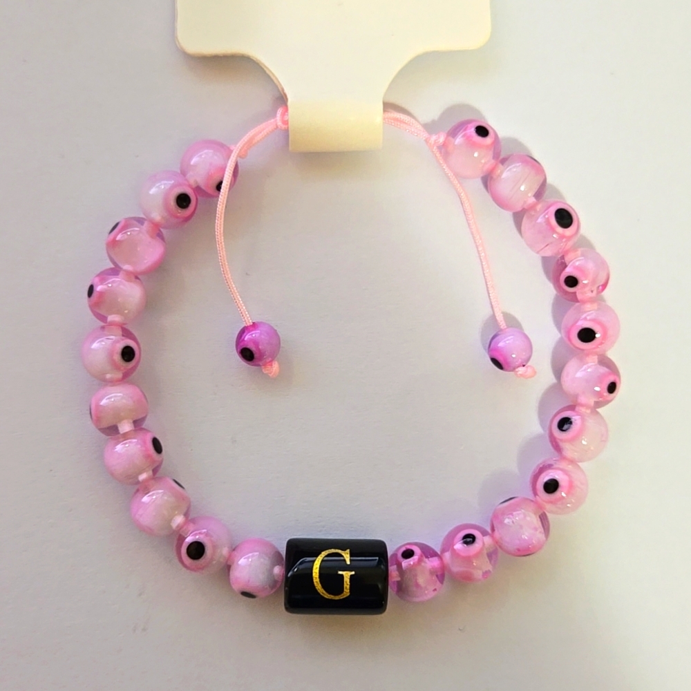 Evil Eye Gem Stone Bracelet Letter G